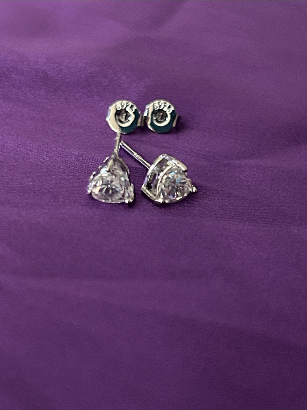 Sterling Silver Heart Moissanite Stud Earrings